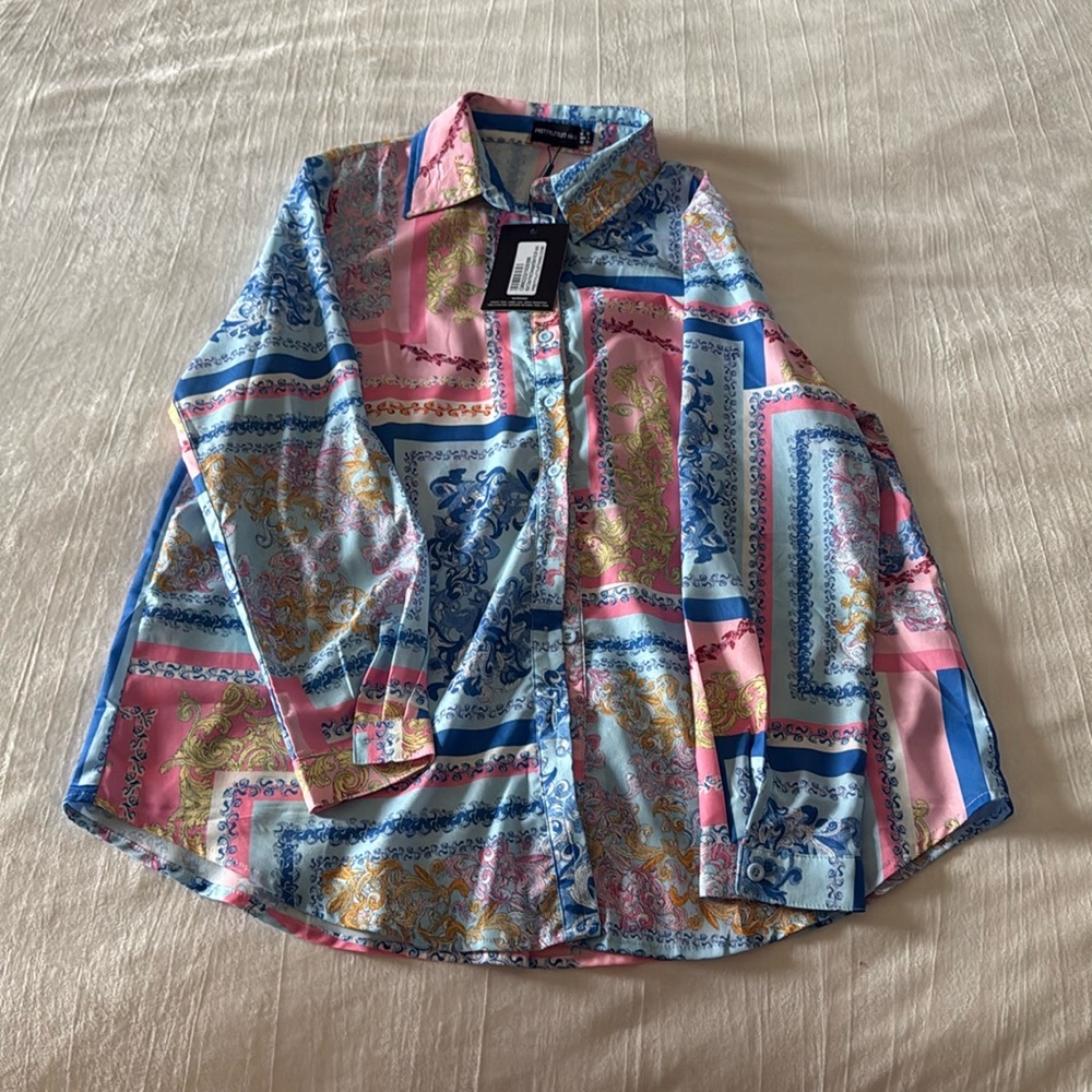 PRETTY LITTLE THING Multi Chain Print Oversized Shirt